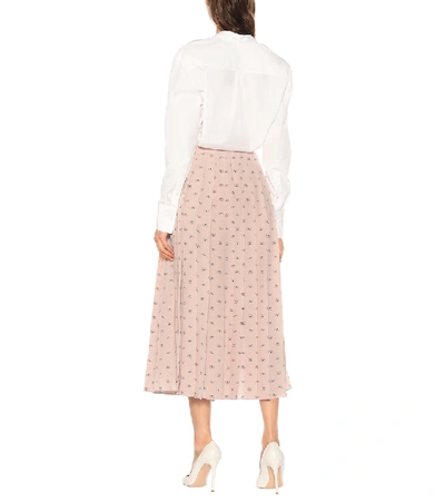 Shop Valentino Mini Vlogo Silk Midi Skirt In Pink