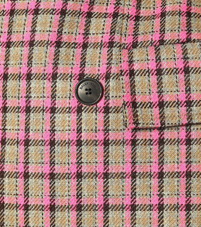 Shop Balenciaga Checked Hourglass Wool Blazer In Pink