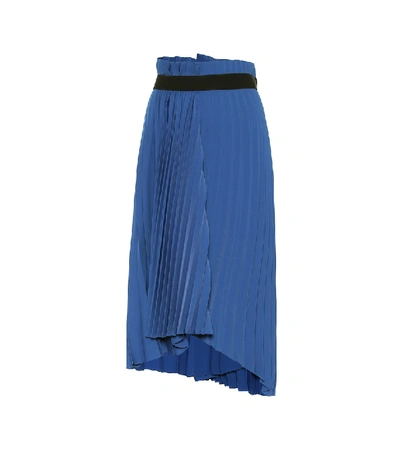 Shop Balenciaga Pleated Midi Skirt In Blue