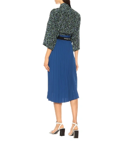 Shop Balenciaga Pleated Midi Skirt In Blue