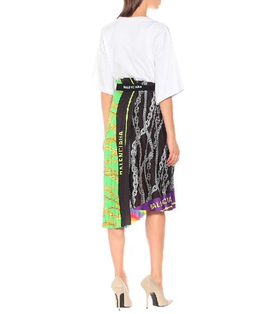 Shop Balenciaga Rainbow Scarf Crêpe Skirt In Multicoloured