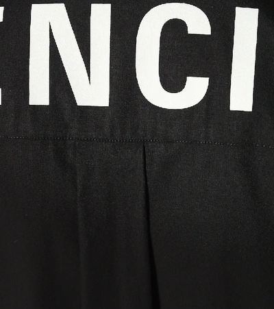 Shop Balenciaga Oversized Logo Cotton-poplin Shirt In Black