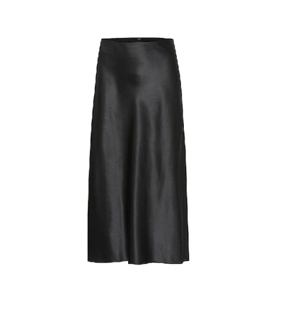 Shop Joseph Frances Silk-satin Midi Skirt In Black