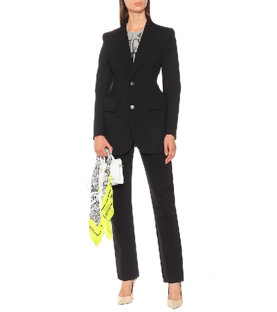 Shop Balenciaga Hourglass Virgin Wool Blazer In Black