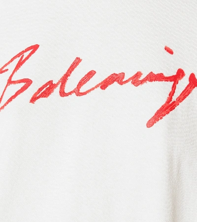 Shop Balenciaga Logo Cotton T-shirt In White