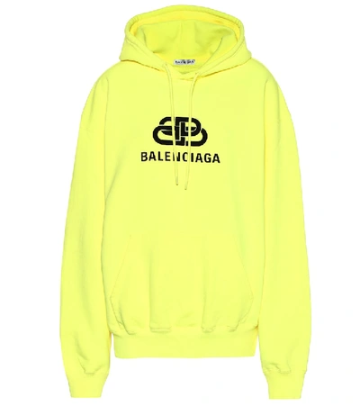 Shop Balenciaga Logo Cotton Hoodie In Green