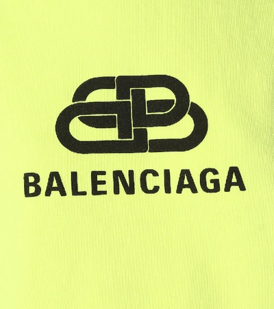 Shop Balenciaga Logo Cotton Hoodie In Green