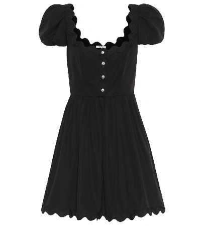 Shop Miu Miu Embellished Cotton Minidress In Black