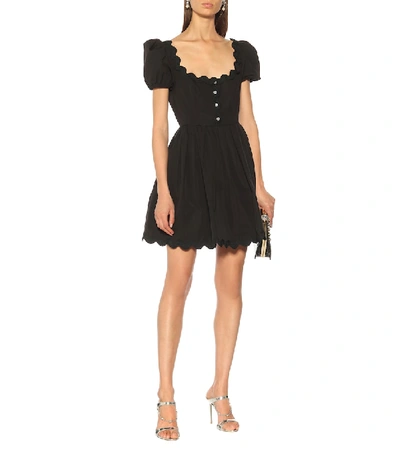 Shop Miu Miu Embellished Cotton Minidress In Black