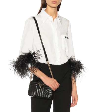 Shop Prada Diagramme Leather Shoulder Bag In Black