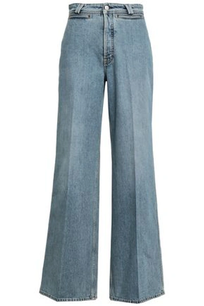 Shop Acne Studios Faded High-rise Flared Jeans In Light Denim