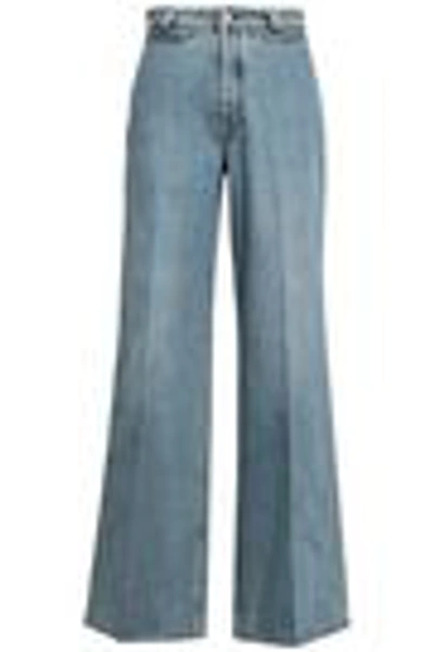 Shop Acne Studios Faded High-rise Flared Jeans In Light Denim