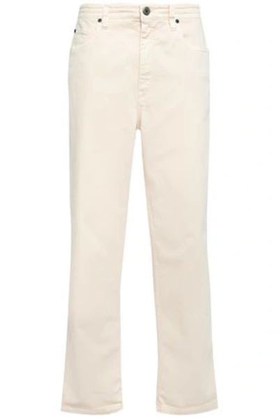 Shop Brunello Cucinelli Woman High-rise Wide-leg Jeans Ecru