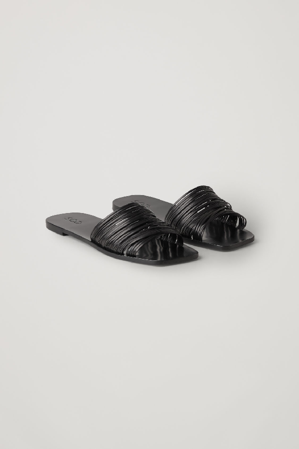 Cos Strappy Leather Sandals In Black | ModeSens