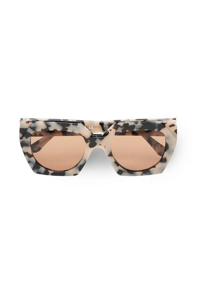 Shop Ganni Double Layered Sunglasses In Egret
