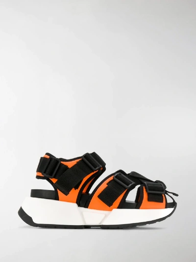 Shop Mm6 Maison Margiela Safety Strap Platform Sandals In Orange