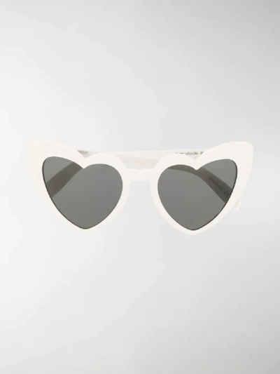 Shop Saint Laurent Heart Sunglasses In White