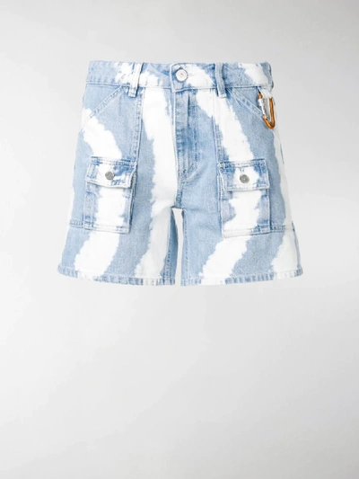 Shop Ganni Tie-dye Denim Shorts In Blue