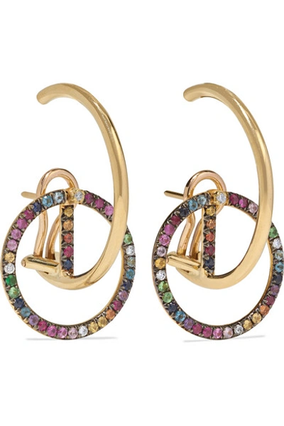Shop Ana Khouri Brigid 18-karat Gold, Sapphire And Diamond Earrings