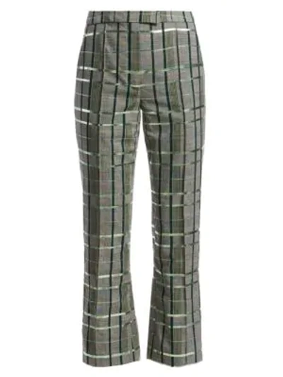 Shop Rosie Assoulin Scrunchy Plaid Pants In Green