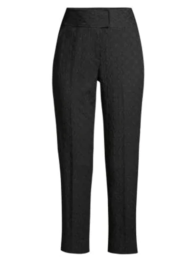 Shop Rebecca Taylor Jacquard Cropped Trousers In Black