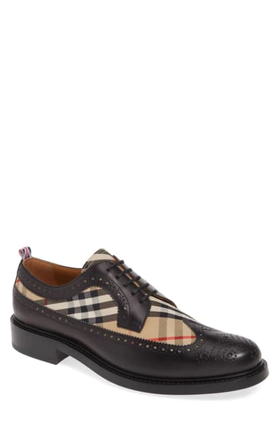 Shop Burberry Arndale Wingtip In Black/ Archive Beige