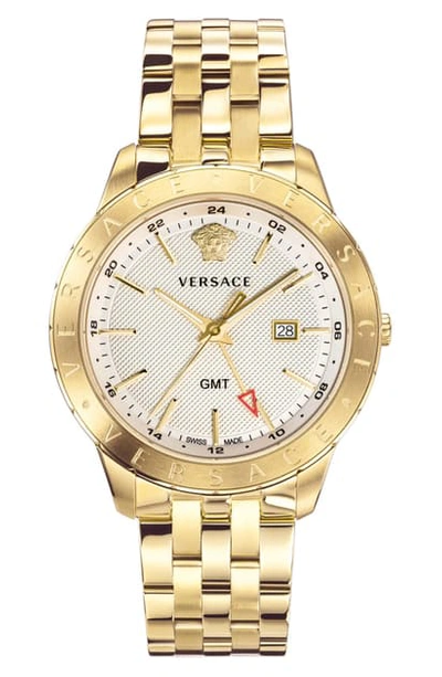 Shop Versace Univers Bracelet Watch, 43mm In Gold/ White/ Gold
