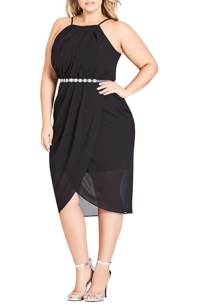 Shop City Chic Wrap Love Belted Dress In Black