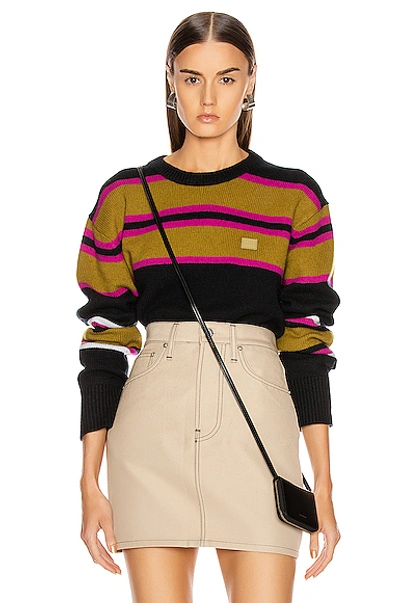Shop Acne Studios Nimah Stripe Face Sweater In Black Multicolor