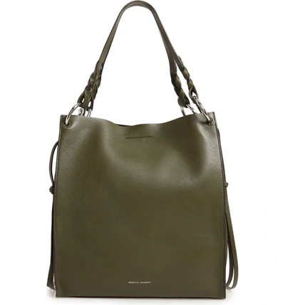 Shop Rebecca Minkoff Kate Soft North/south Leather Tote - Green In Hunter
