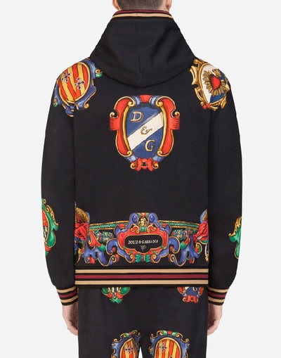 Shop Dolce & Gabbana Jersey Hoodie With Print In Black