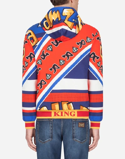 Shop Dolce & Gabbana Cotton Hoodie With Superhero King Print In Multi-colored