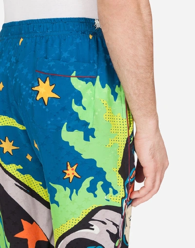 Shop Dolce & Gabbana Pajama Pants With Superhero King Print In Multi-colored