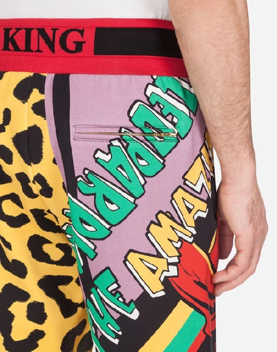 Shop Dolce & Gabbana Jogging Shorts With Superhero King Print In Multi-colored