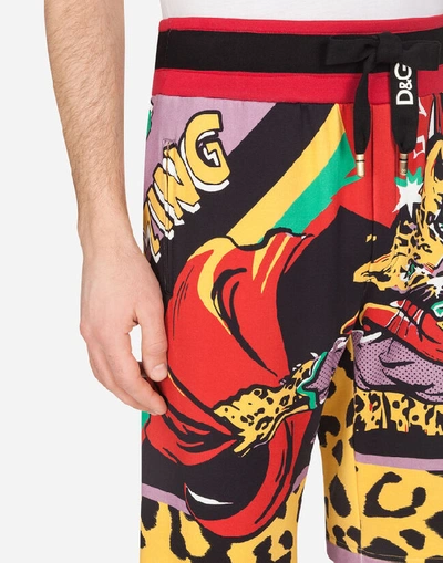 Shop Dolce & Gabbana Jogging Shorts With Superhero King Print In Multi-colored