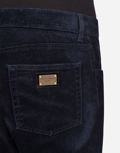 Shop Dolce & Gabbana Five-pocket Pants In Stretch Cotton In Blue