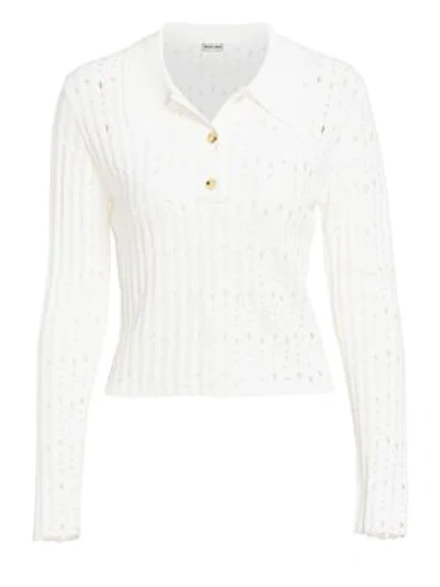Shop Rachel Comey Member Knit Long Sleeve Polo In Off White