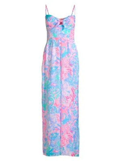 Shop Lilly Pulitzer Bente Print Tie Sweetheart Jumpsuit In Blue Perivivala Lilly