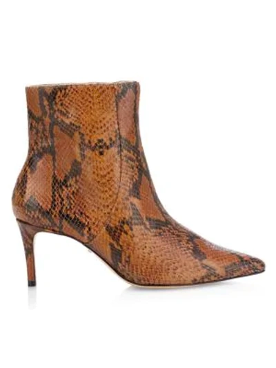 Shop Schutz Bette Snakeskin-embossed Leather Ankle Boots In Brown