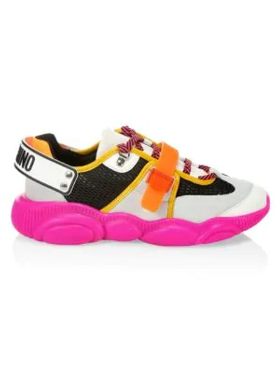 Shop Moschino Fuxia Teddy Sneakers In Fuchsia