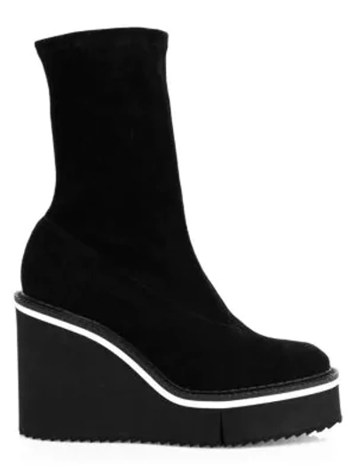 Shop Clergerie Women's Bliss Suede Platform Wedge Sock Boots In Black