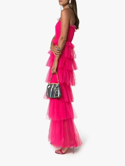 Shop Carolina Herrera Tiered Ruffle Maxi-dress In Pink