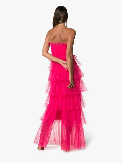 Shop Carolina Herrera Tiered Ruffle Maxi-dress In Pink