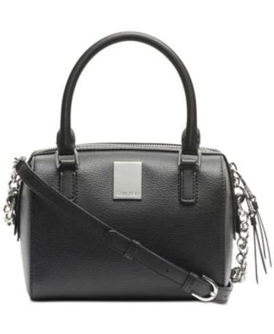 Shop Calvin Klein Tonya Leather Crossbody In Black/silver