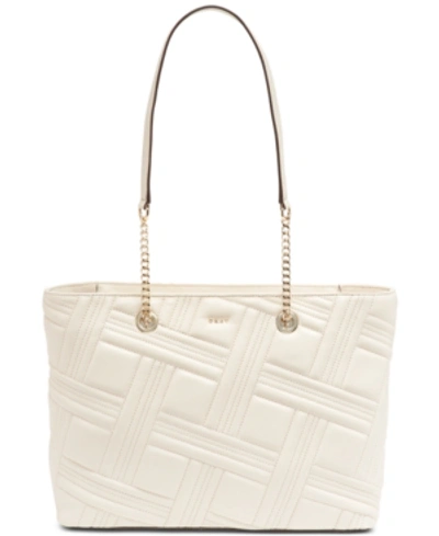 Shop Dkny Allen Leather Chain Tote, Created For Macy's In Ivory/gold