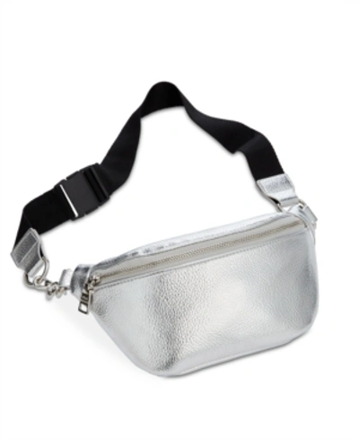 Shop Steve Madden Metallic Pebble Belt Bag In Silver