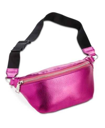 Shop Steve Madden Metallic Pebble Belt Bag In Pink