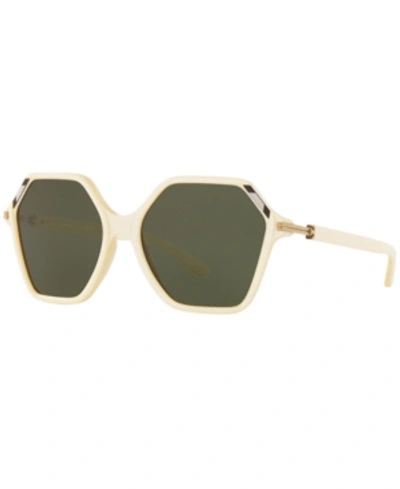 Shop Tory Burch Sunglasses, Ty7139 57 In Ivory/dark Green
