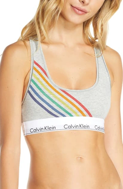 Shop Calvin Klein Modern Cotton Pride Edit Bralette In Grey Heather