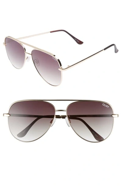 Shop Quay X Desi Perkins Sahara 60mm Aviator Sunglasses - Gold/ Smoke